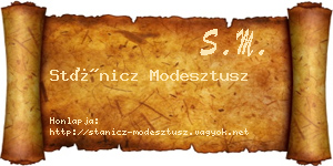 Stánicz Modesztusz névjegykártya